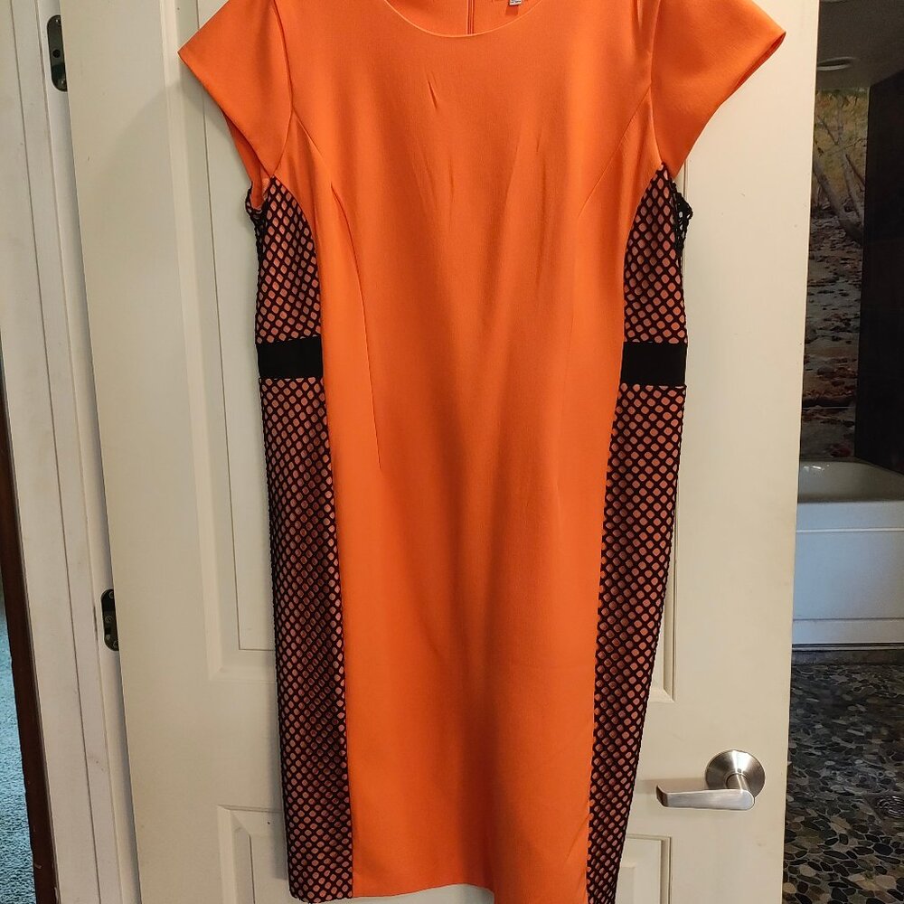 Pierri New York Orange and Black Dress, Size 16